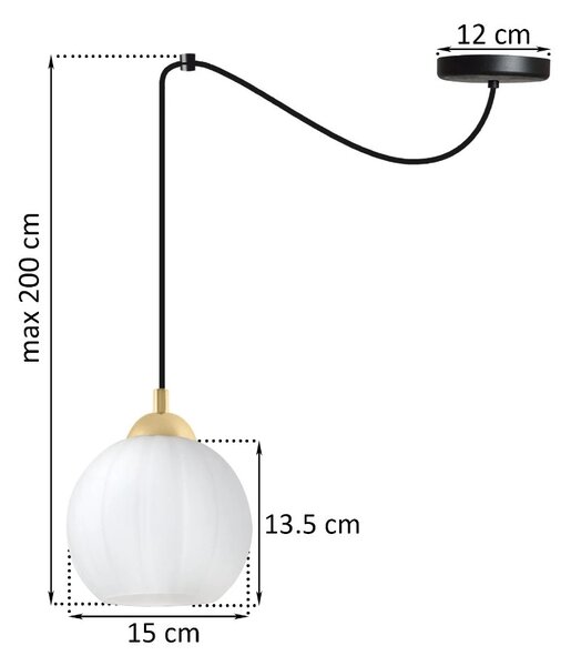 Závěsné svítidlo Costa Spider, 1x bílé skleněné stínítko, b/g