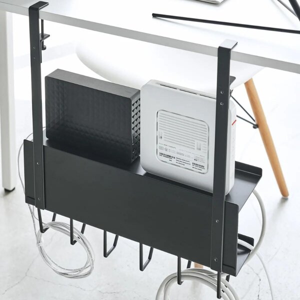 Černý kovový organizér na kabely Yamazaki Smart 43 x 11,5 cm