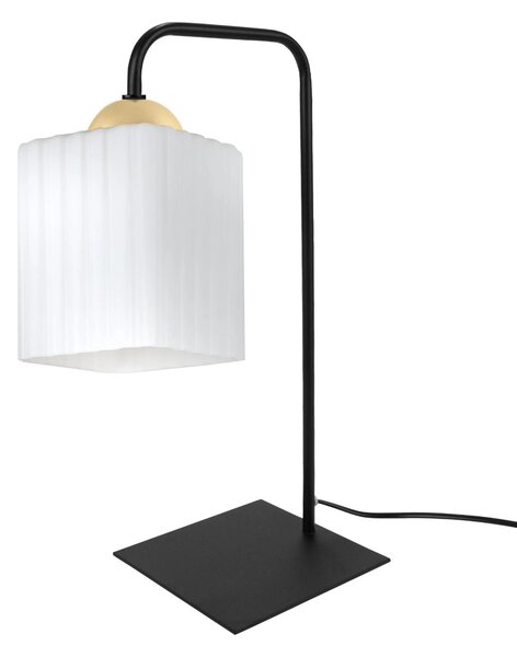 Stolní lampa Riffle Square, 1x bílé skleněné stínítko, b/g