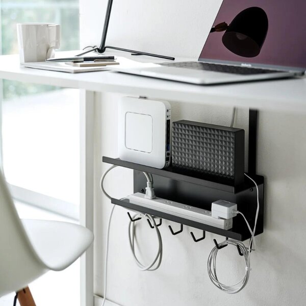 Černý kovový organizér na kabely Yamazaki Smart 43 x 11,5 cm