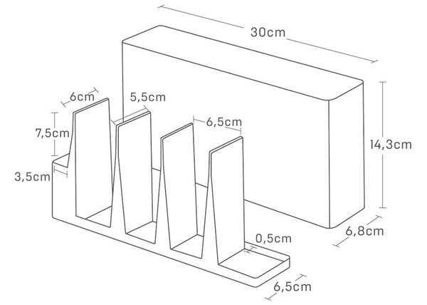Bílý kovový kuchyňský stojan Yamazaki Tower 30 x 6,8 cm
