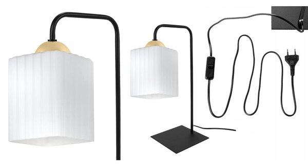 Stolní lampa Riffle Square, 1x bílé skleněné stínítko, b/g