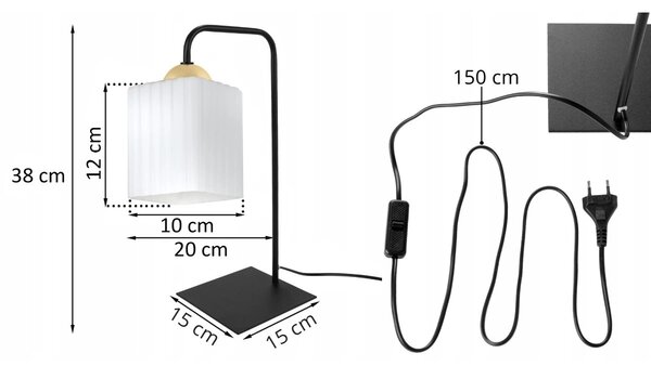 Stolní lampa Riffle Square, 1x bílé skleněné stínítko, b/g