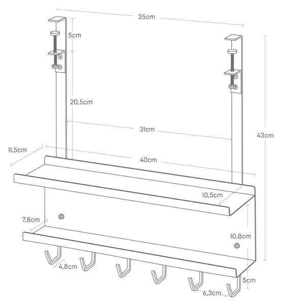 Černý kovový organizér na kabely Yamazaki Smart 43 x 11,5 cm