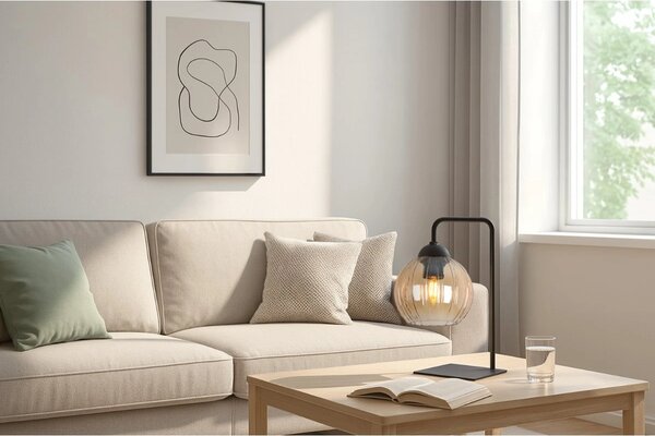 Stolní lampa Costa, 1x medové skleněné stínítko, b