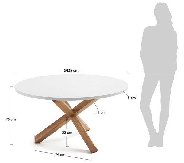 Bílý lakovaný kulatý jídelní stůl Kave Home Lotus 135 cm
