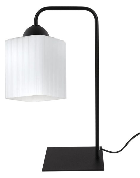 Stolní lampa Riffle Square, 1x bílé skleněné stínítko, b