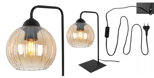 Stolní lampa Costa, 1x medové skleněné stínítko, b