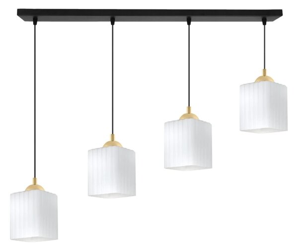Závěsné svítidlo Riffle Square, 4x bílé skleněné stínítko, b/g