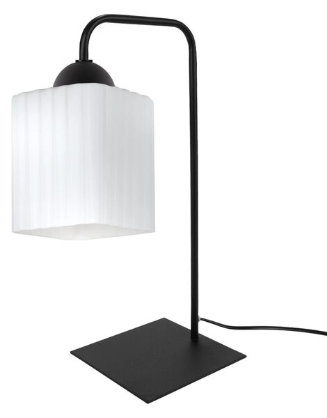 Stolní lampa Riffle Square, 1x bílé skleněné stínítko, b