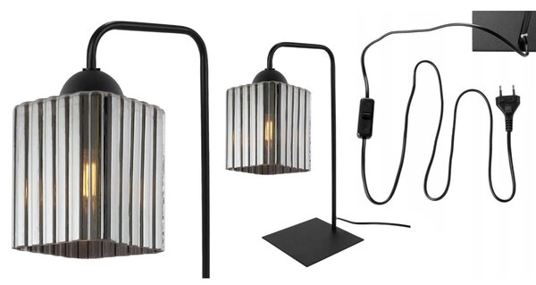 Stolní lampa Riffle Square, 1x grafitové skleněné stínítko, b