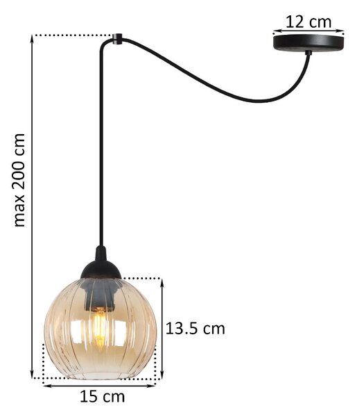 Závěsné svítidlo Costa Spider, 1x medové skleněné stínítko, b