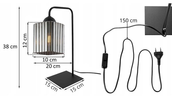 Stolní lampa Riffle Square, 1x grafitové skleněné stínítko, b