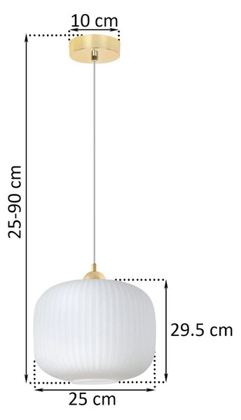 Závěsné svítidlo Riffle 3, 1x bílé skleněné stínítko, g