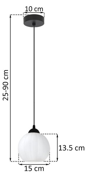 Závěsné svítidlo Costa, 1x bílé skleněné stínítko, b