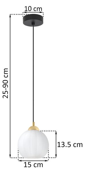 Závěsné svítidlo Costa, 1x bílé skleněné stínítko, b/g