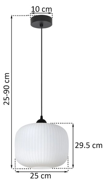 Závěsné svítidlo Riffle 3, 1x bílé skleněné stínítko, b