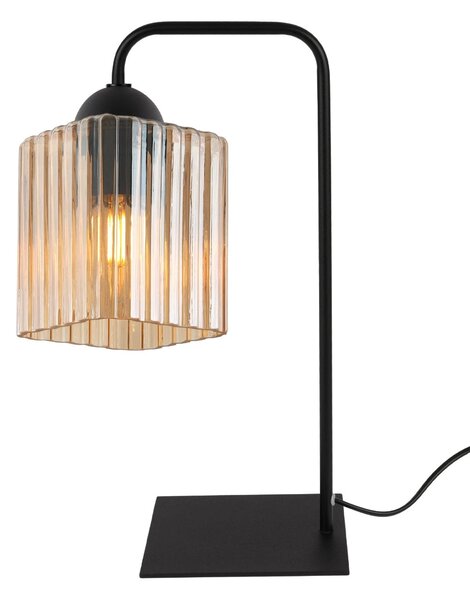 Stolní lampa Riffle Square, 1x medové skleněné stínítko, b