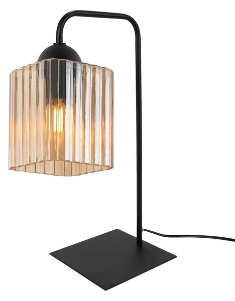 Stolní lampa Riffle Square, 1x medové skleněné stínítko, b