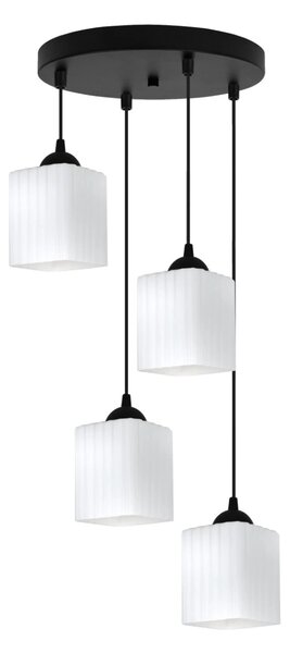 Závěsné svítidlo Riffle Square, 4x bílé skleněné stínítko, b, o