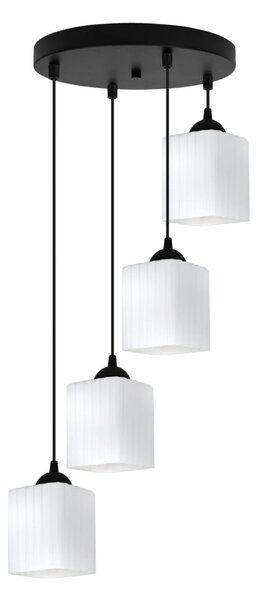 Závěsné svítidlo Riffle Square, 4x bílé skleněné stínítko, b, o