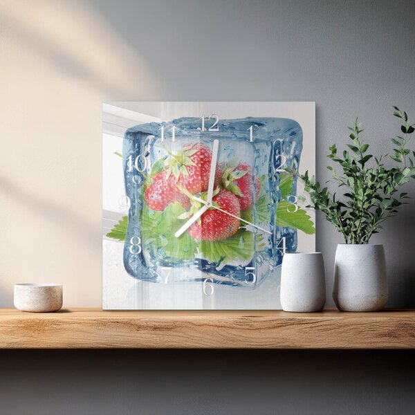 Skleněné hodiny Jahodová zmrzlina zskb-30x30-00083478