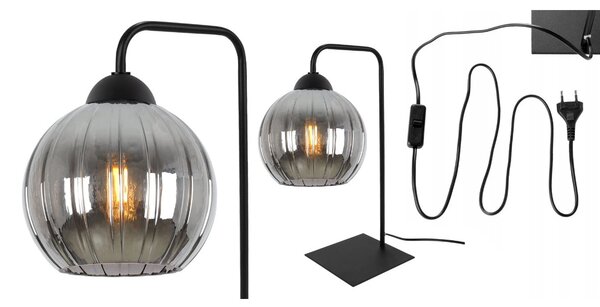 Stolní lampa Costa, 1x grafitové skleněné stínítko, b