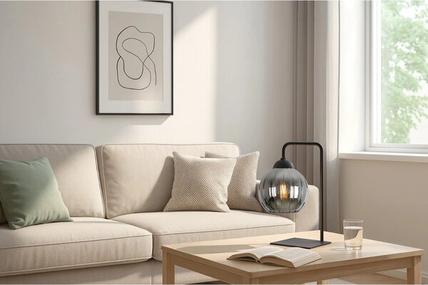 Stolní lampa Costa, 1x grafitové skleněné stínítko, b