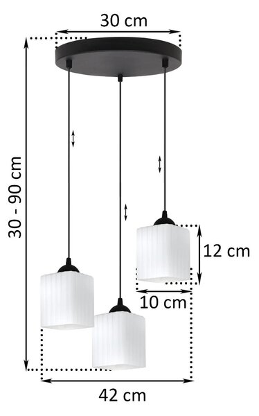 Závěsné svítidlo Riffle Square, 3x bílé skleněné stínítko, b, o
