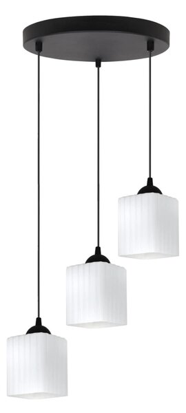 Závěsné svítidlo Riffle Square, 3x bílé skleněné stínítko, b, o