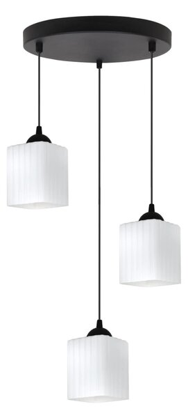 Závěsné svítidlo Riffle Square, 3x bílé skleněné stínítko, b, o
