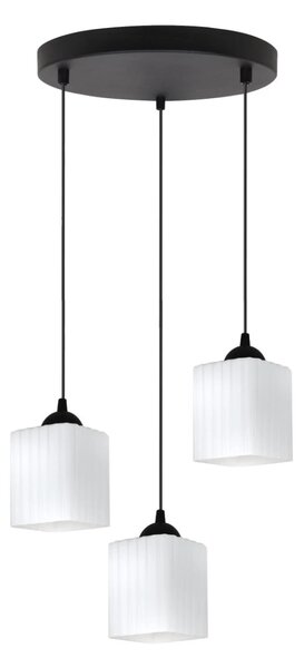 Závěsné svítidlo Riffle Square, 3x bílé skleněné stínítko, b, o