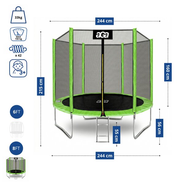 Aga SPORT TOP 250 cm Light Green + ochranná síť + žebřík