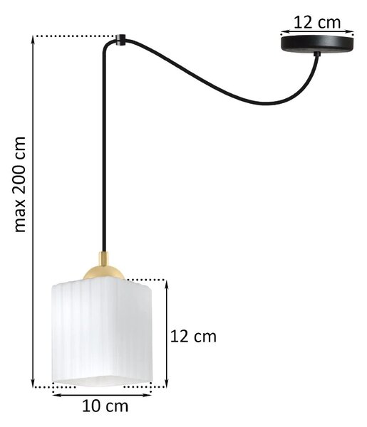 Závěsné svítidlo Riffle Square Spider, 1x bílé skleněné stínítko, b/g