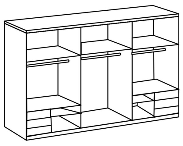 Šatní skříň ELIOT bílá, 3 dveře, zrcadlo