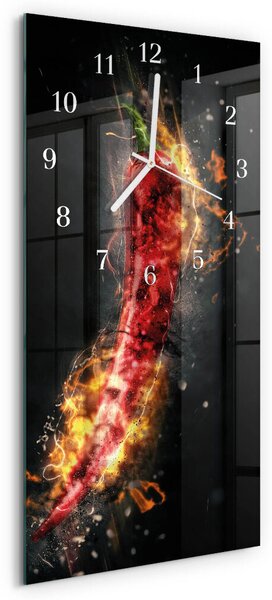 Skleněné hodiny vertikální Pálivá paprika zsppb-30x60-00094455