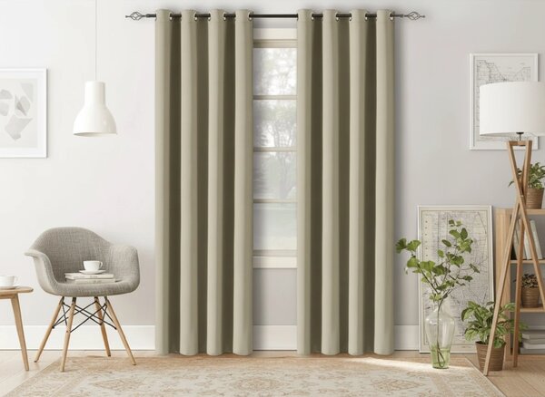 Závěs OXFORD 140x250 cm, světle béžový Zavěšení: Kovové kroužky