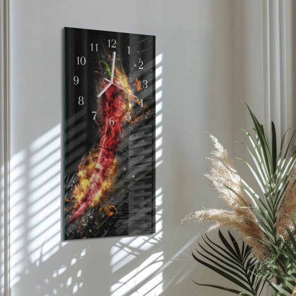 Skleněné hodiny vertikální Pálivá paprika zsppb-30x60-00094455