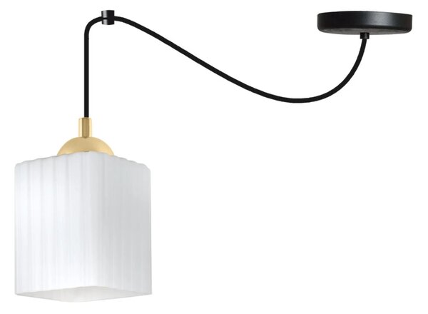 Závěsné svítidlo Riffle Square Spider, 1x bílé skleněné stínítko, b/g