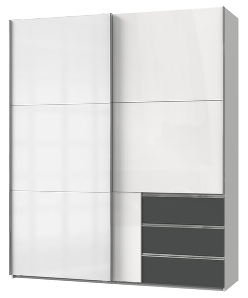Šatní skříň ELIOT bílá/grafit, šířka 200 cm