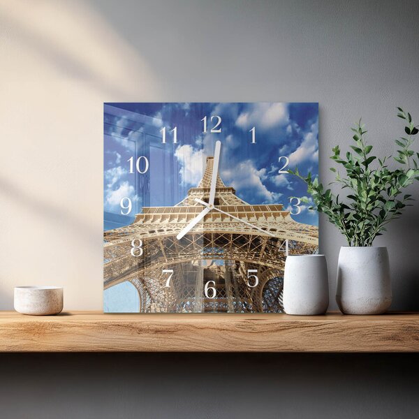 Skleněné hodiny Eiffelova věž zskb-30x30-00084394