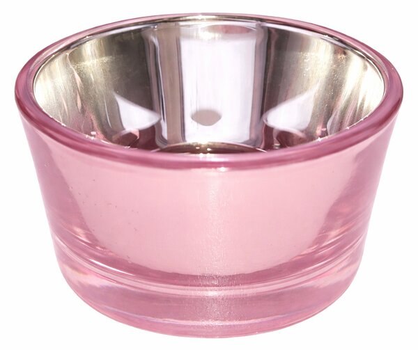 Skleněný svícen XS růžový 5*3cm 9306060