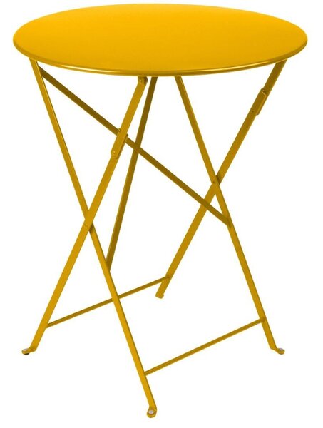 Žlutý kovový skládací stůl Fermob Bistro Ø 60 cm