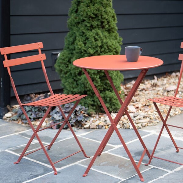 Zemitě červený kovový skládací stůl Fermob Bistro Ø 60 cm