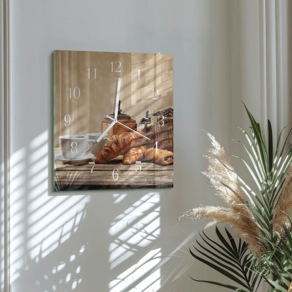 Skleněné hodiny Croissanty zskb-30x30-00085277