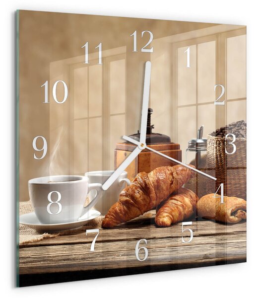 Skleněné hodiny Croissanty zskb-30x30-00085277