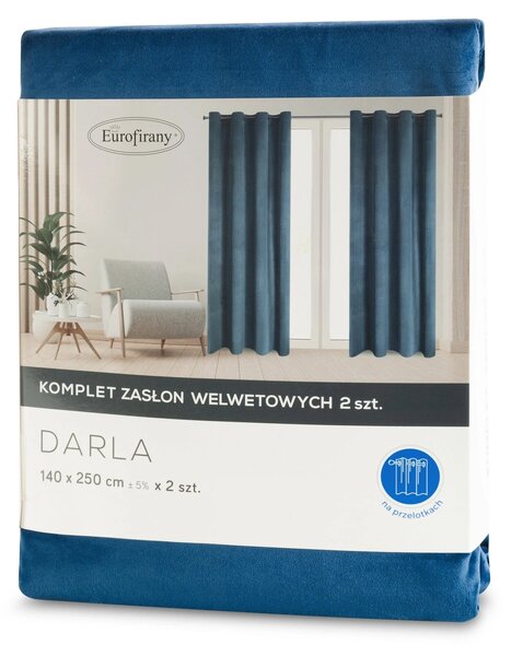 ZATEMŇOVACÍ ZÁVĚS NA KROUŽCÍCH DARLA SADA 2KS 140X250 CM TMAVĚMODRÁ