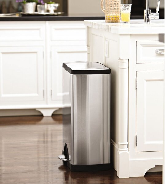 Pedálový odpadkový koš Simplehuman – 50 l, obdélníkový, matná ocel, FPP