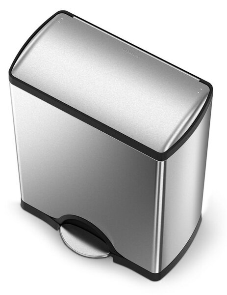 Pedálový odpadkový koš Simplehuman – 50 l, obdélníkový, matná ocel, FPP