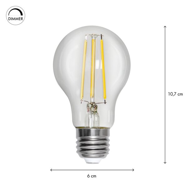 LED žárovka E27 A60 Clear White – stmívatelná